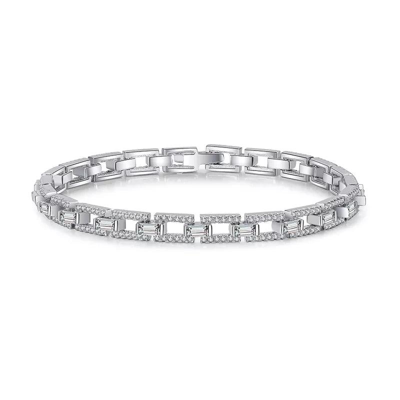 צמיד חוליות משובץ בשילוב חיתוך אמרלד - Makeda Jewelry