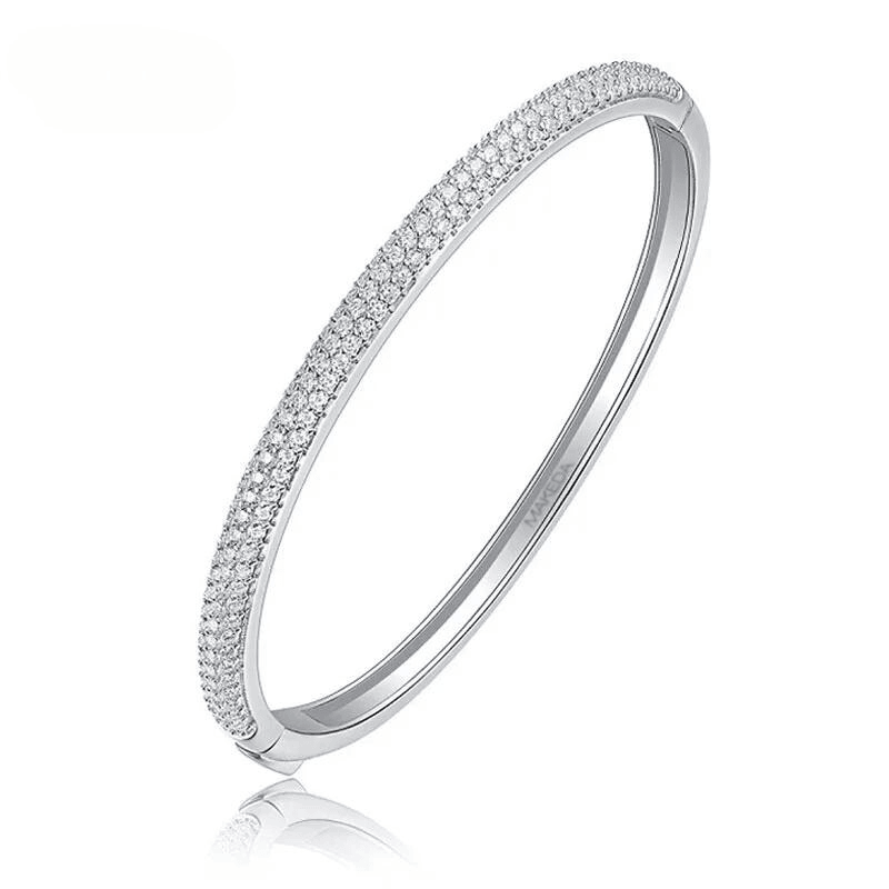 צמיד קשיח חצי משובץ 2.3 קראט - Makeda Jewelry