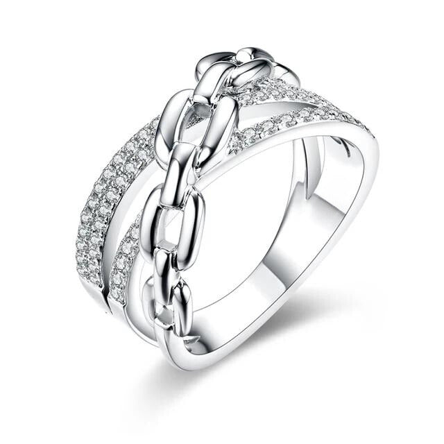 טבעת משובץ בשילוב חוליות קובאני - Makeda Jewelry