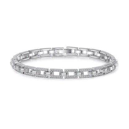 צמיד חוליות משובץ בשילוב חיתוך אמרלד - Makeda Jewelry