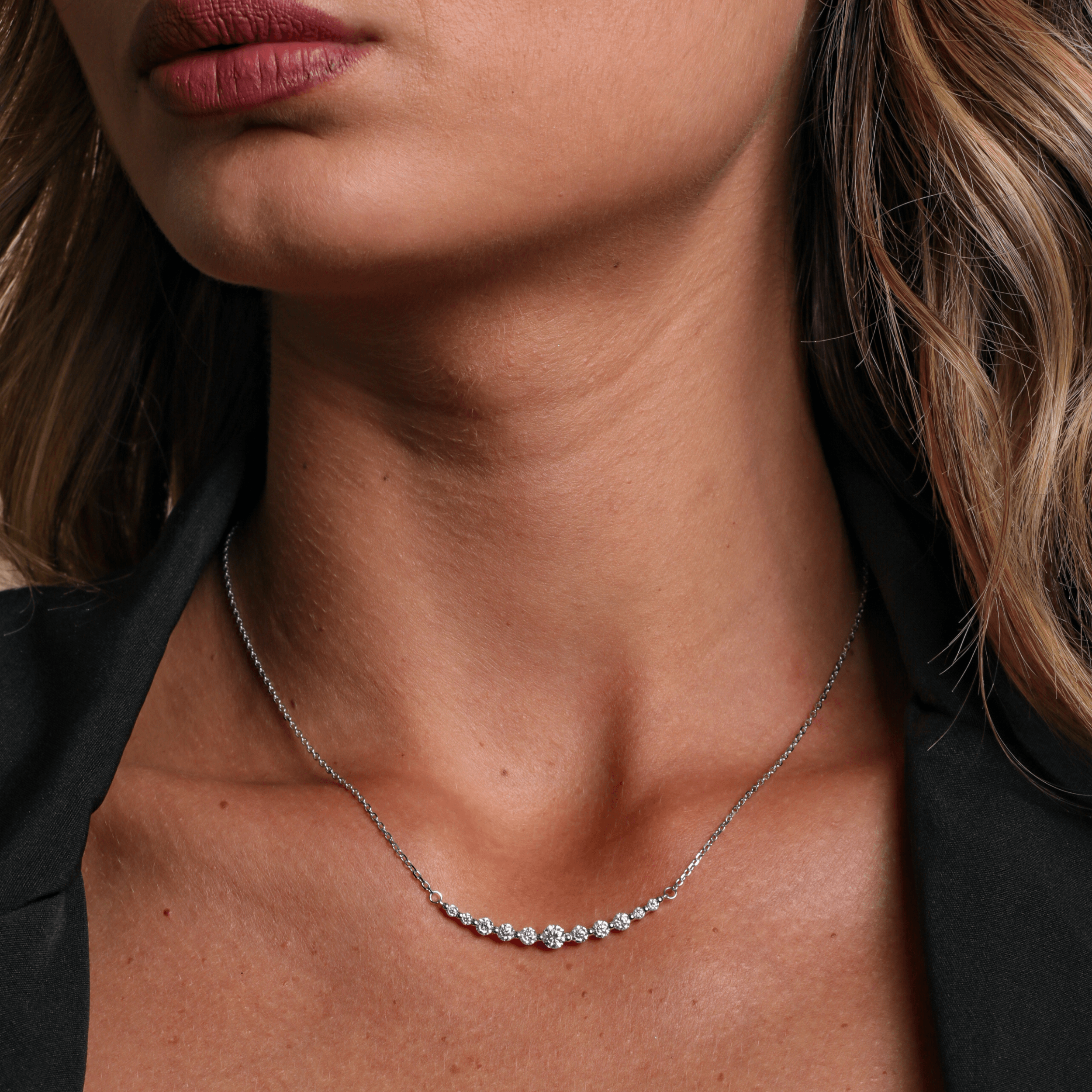 שרשרת 11 אבנים מדורג - Makeda Jewelry