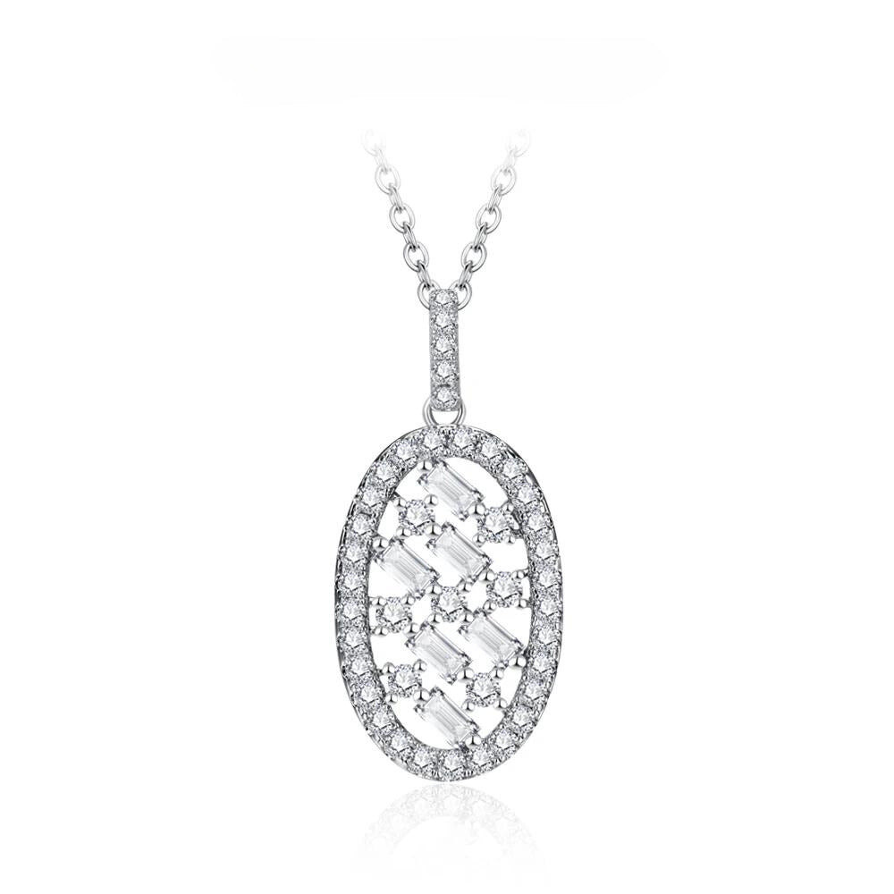 שרשרת אליפסה בשילוב חיתוך אמרלד - Makeda Jewelry
