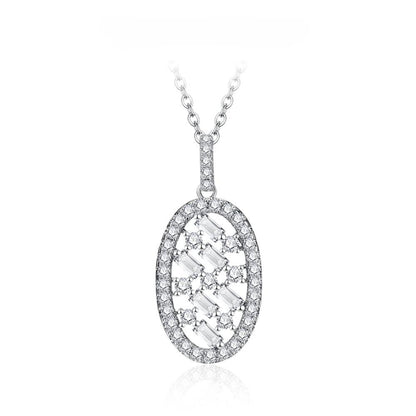 שרשרת אליפסה בשילוב חיתוך אמרלד - Makeda Jewelry