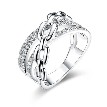 טבעת משובץ בשילוב חוליות קובאני - Makeda Jewelry