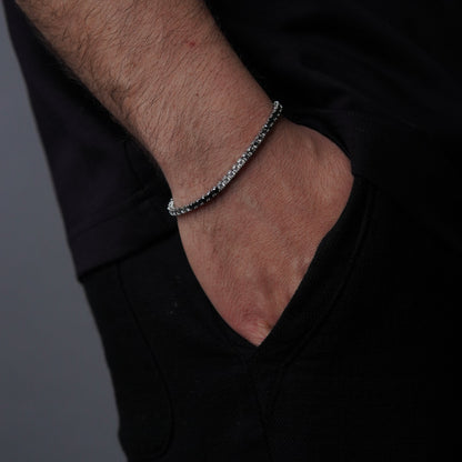 צמיד טניס 3 מ״מ משובץ 5.2 קראט שחור/אפור/לבן